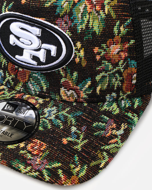 New Era San Francisco 49ers 'Black Floral Tapestry' 9FORTY A-Frame Trucker Snapback Tapestry - image 2