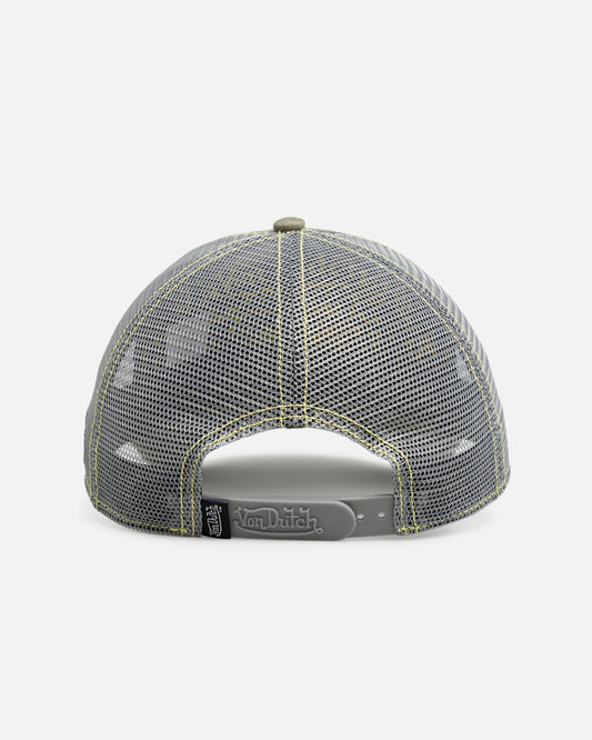 Von Dutch Contrast Distressed Trucker Snapback Moss/Yellow