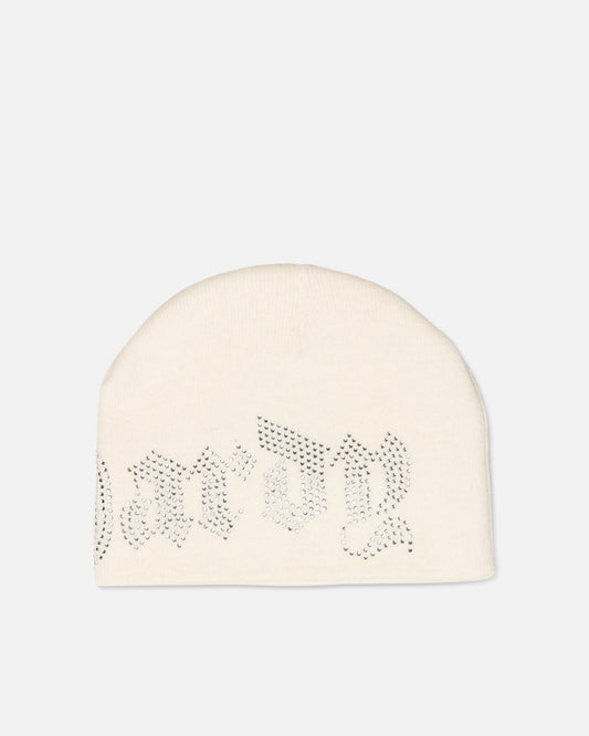 Ed Hardy Rhinestone Beanie Off White