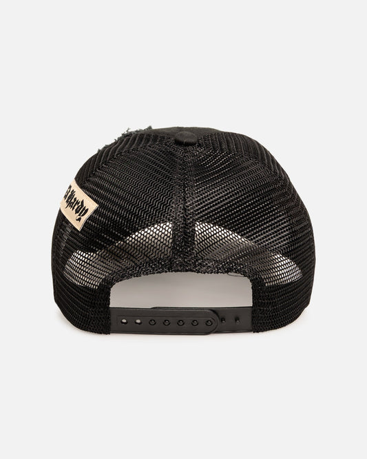 Ed Hardy Euro Distressed Trucker Snapback Black