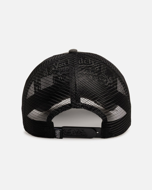 Von Dutch Worn Out Trucker Snapback Hat Washed Black