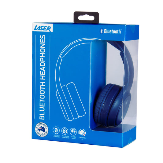 Laser Foldable Bluetooth Headphones with Mic (Navy Blue)