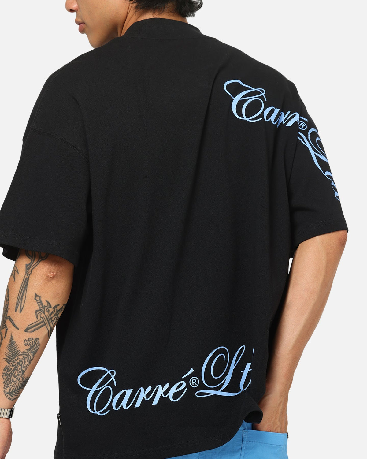 Carre Side Script Oversized T-Shirt Black/Blue - image 8