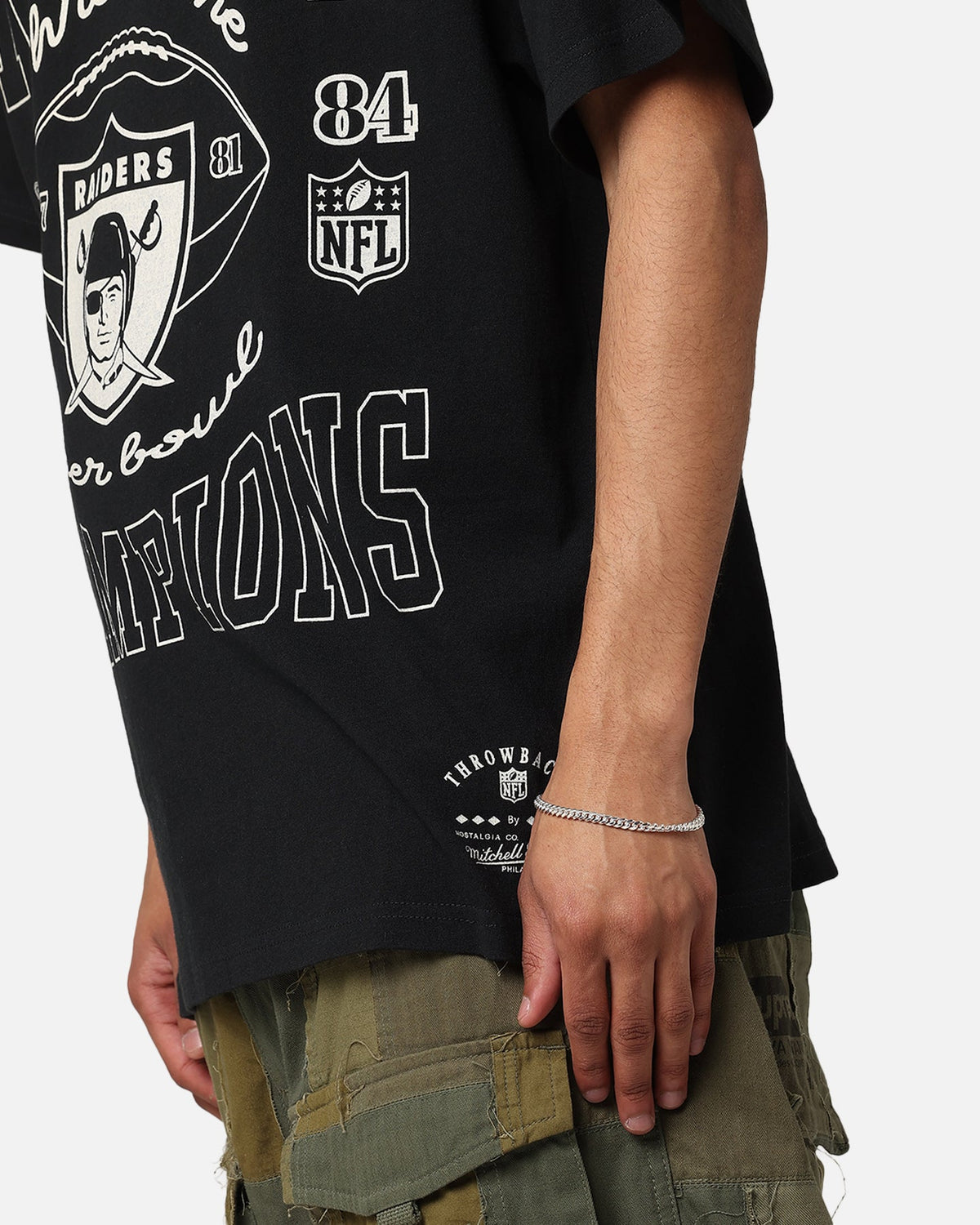 Mitchell & Ness Oakland Raiders 3 Time Super Bowl Champions T-Shirt Faded Black