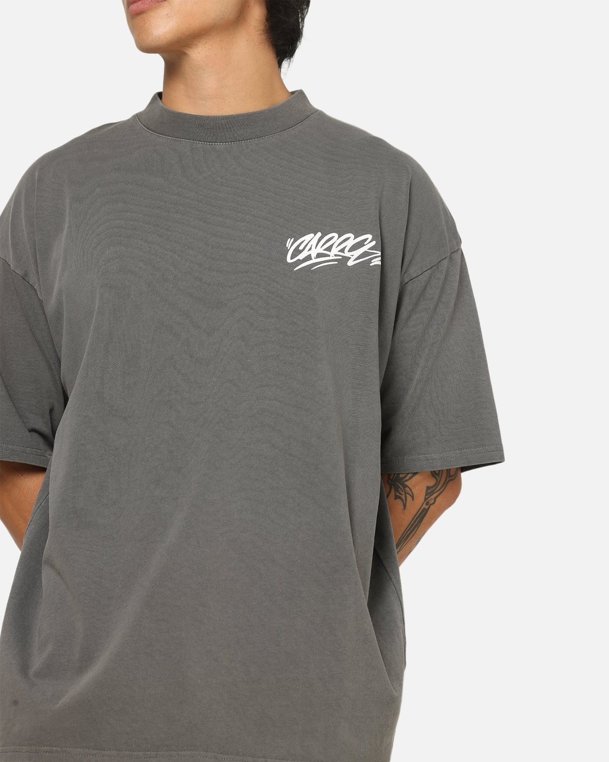Carre Tag Mock Neck T-Shirt Black Acidwash - image 8