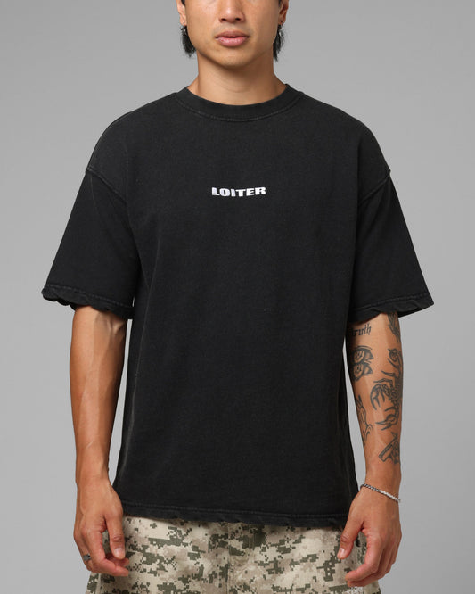Loiter Script Boxy T-Shirt Washed Black - image 2