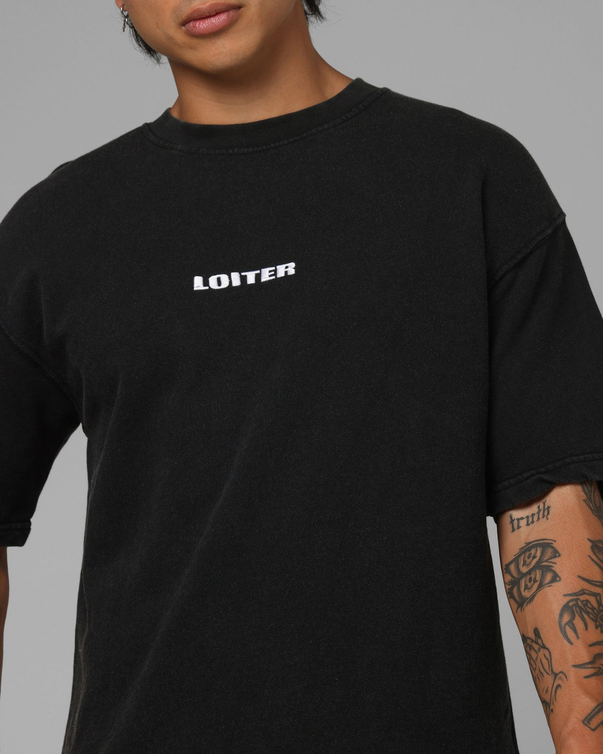 Loiter Script Boxy T-Shirt Washed Black - image 8