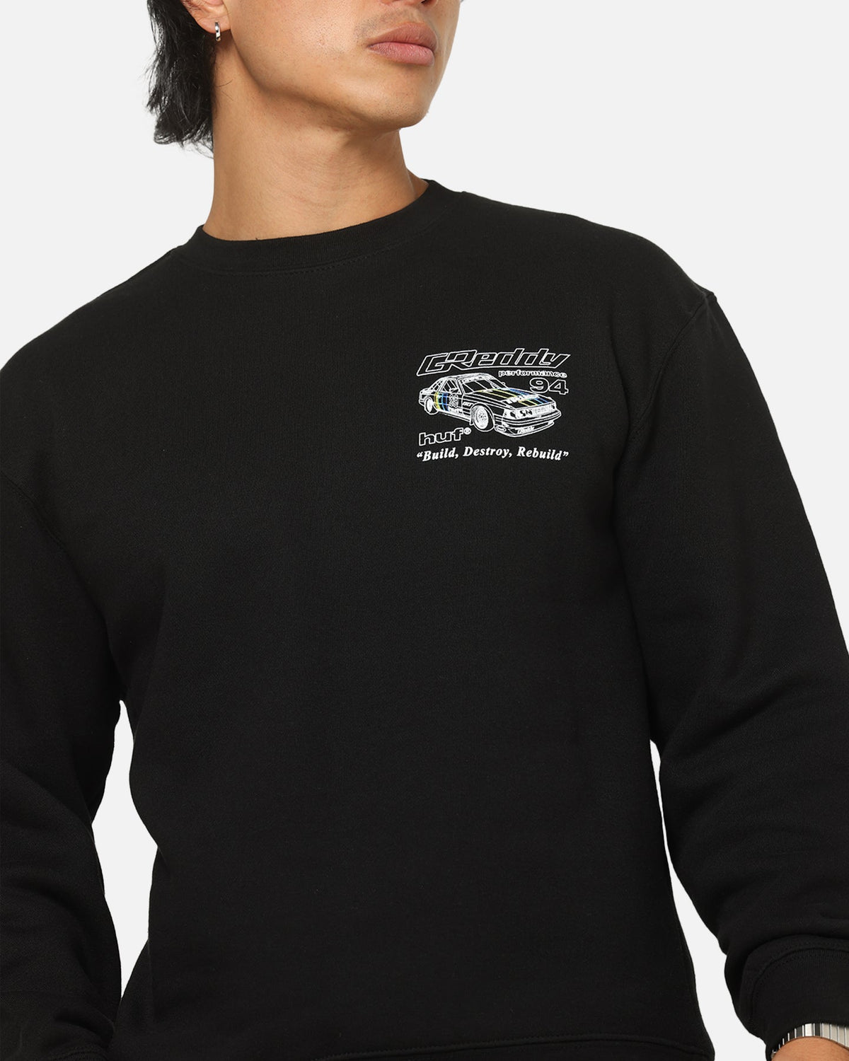 Huf X Greddy Retro Mod Crewneck Black - image 8