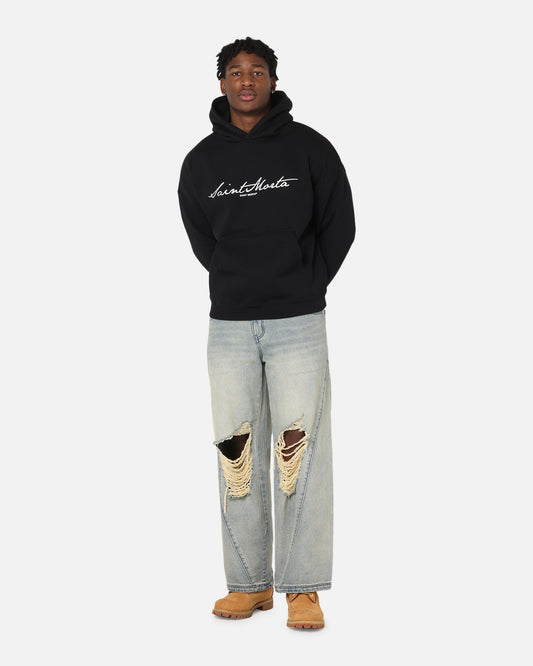 Saint Morta Scripture Boxy Hoodie Black