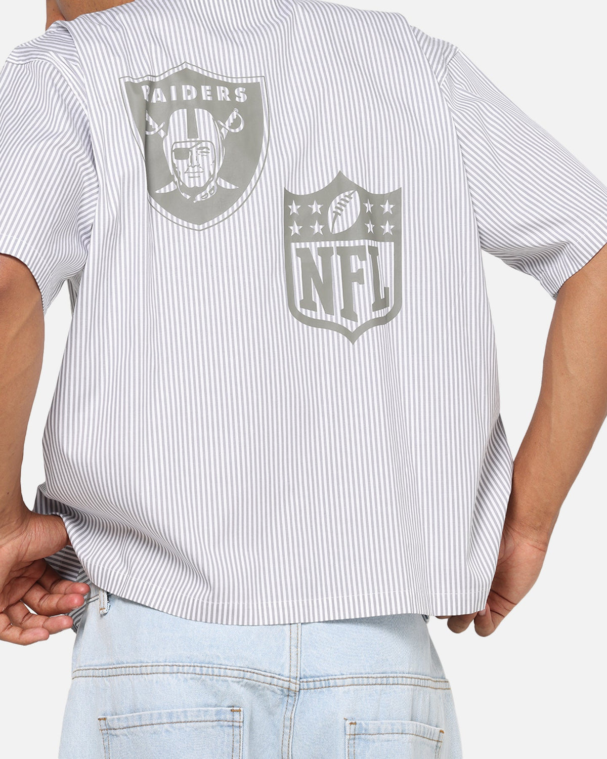 Majest Athletic Las Vegas Raiders Graphic Boxy Shirt White/Navy - image 8