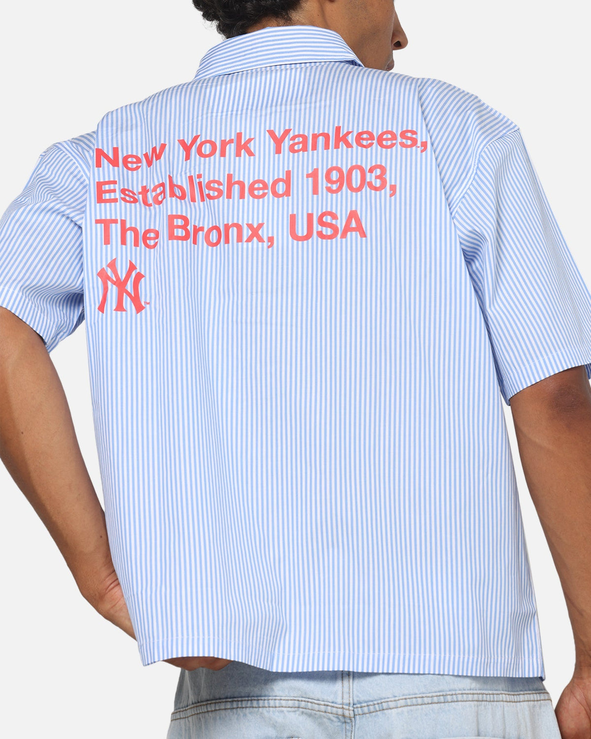 Majestic Athletic New York Yankees Graphic Boxy Shirt White/Blue - image 8