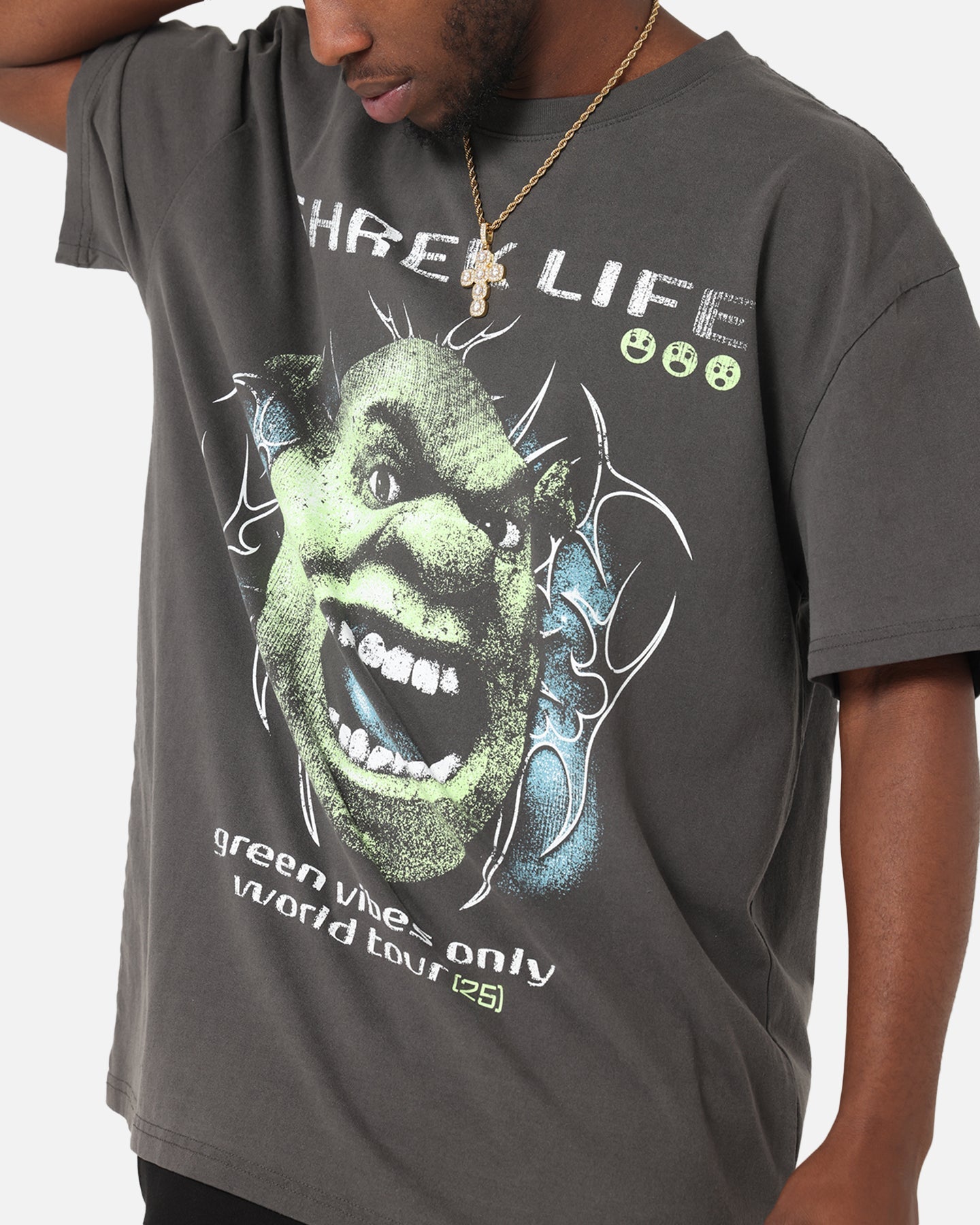 73Studio X Shrek Rave Heavy T-Shirt Black Wash