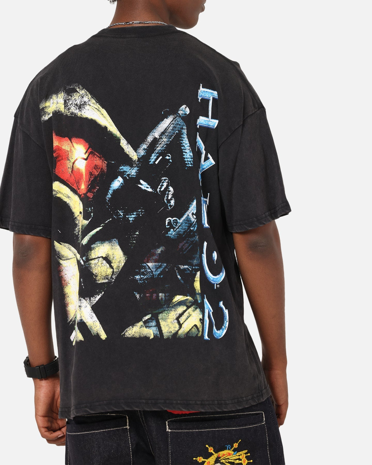 73Studio X Halo Halo 2 Masterchief Vintage T-Shirt Black Acidwash - image 8