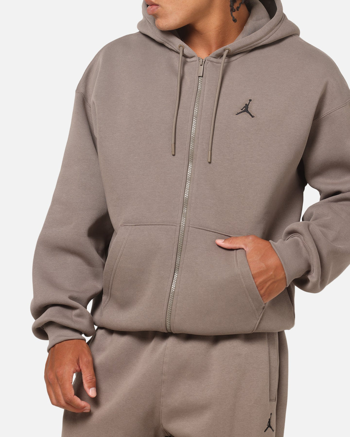 Jordan Jumpman Brooklyn Oversized Fleece Hoodie Olive Grey/Black - image 6
