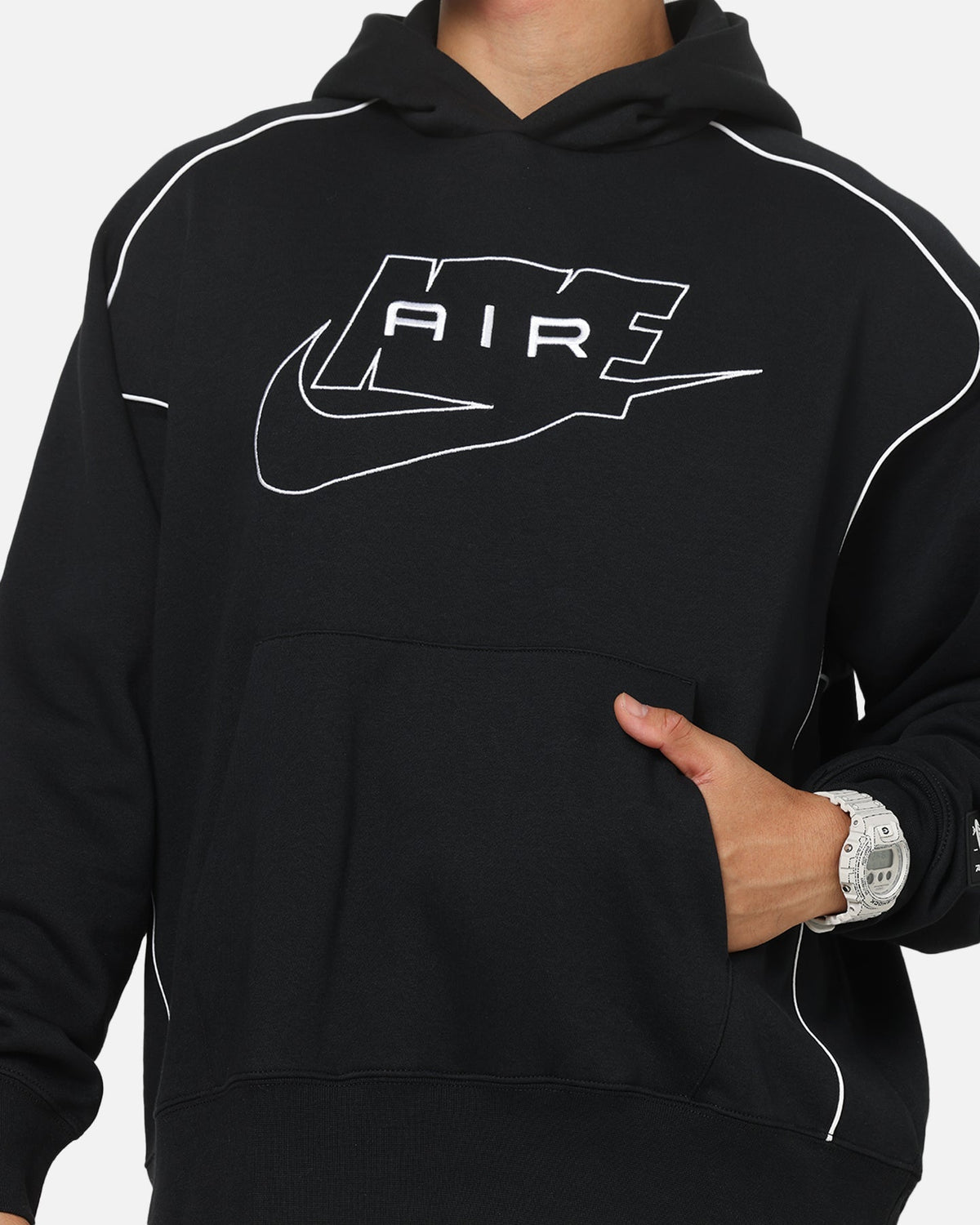 Nike Air Fleece Pullover Hoodie Black/White - image 6
