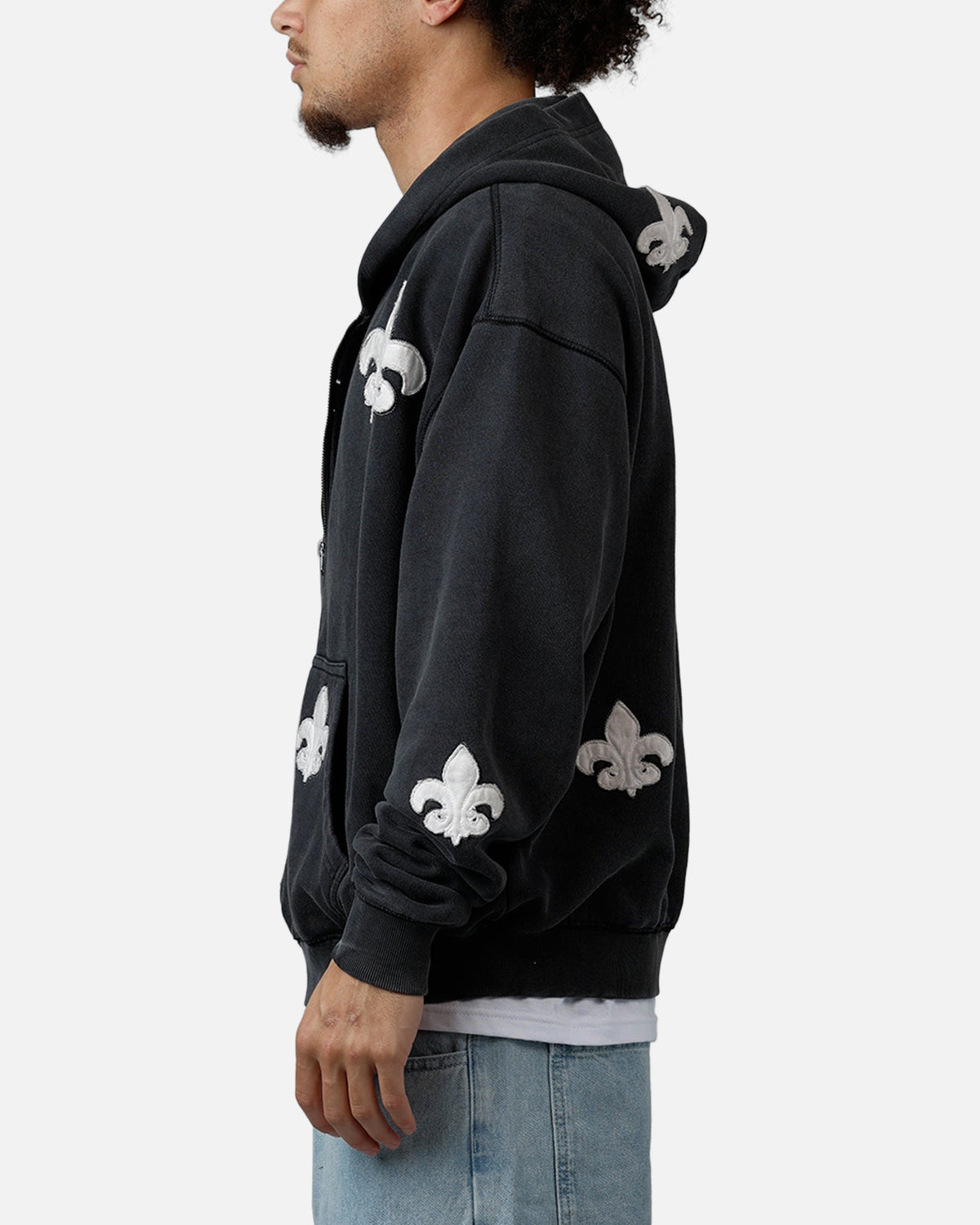 MNML Fleur Zip Up Hoodie Washed Black - image 5