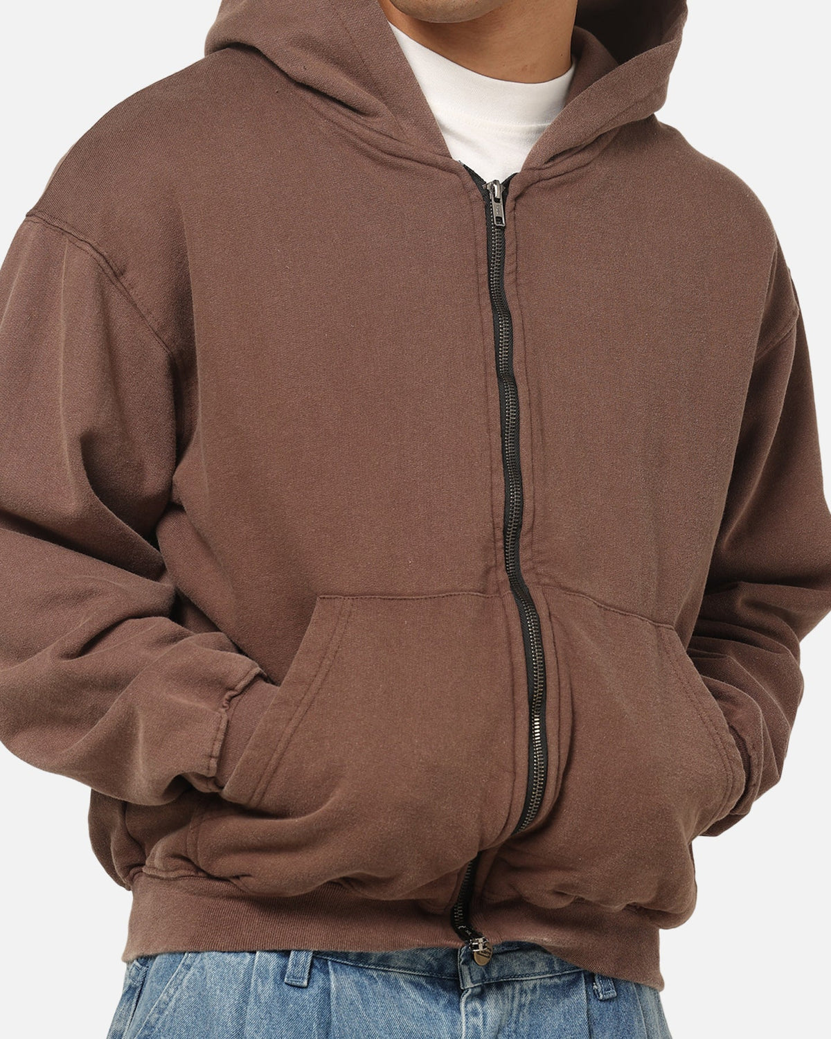 American Thrift Zip Hoodie Washed Brown