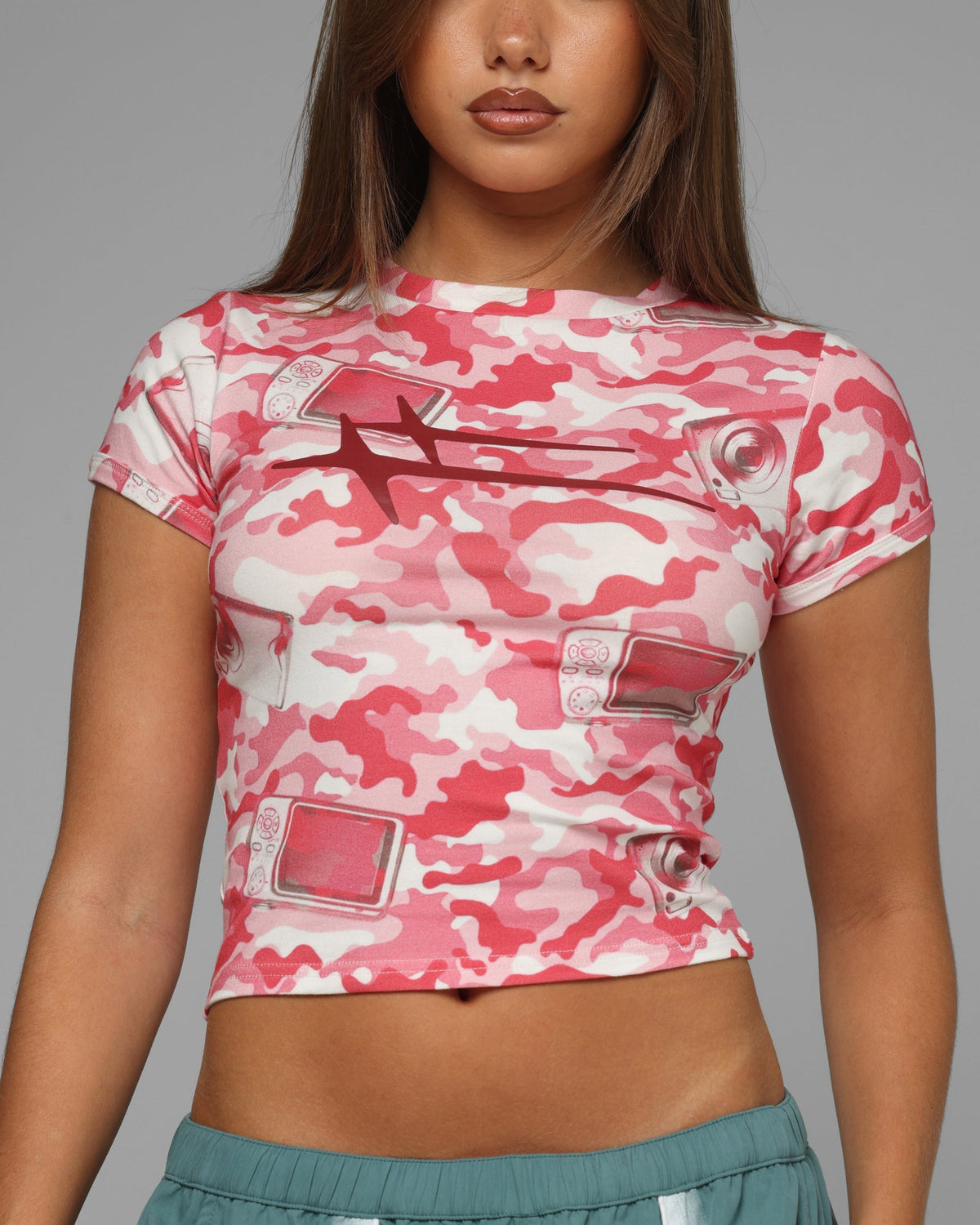 Loiter Women's Hybrid Baby T-Shirt Pink Camo - image 6
