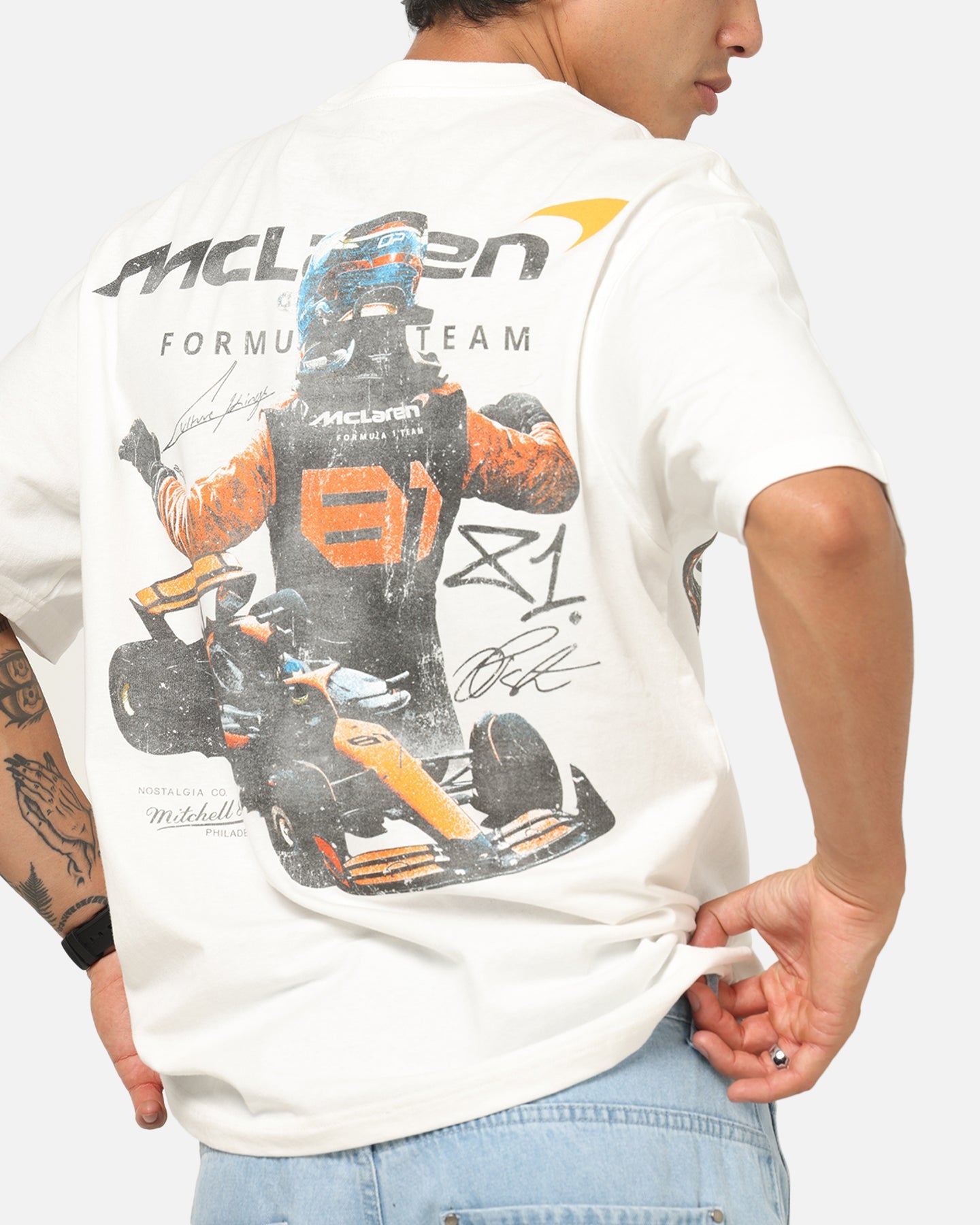 Mitchell & Ness X Mclaren Piastri Victory T-Shirt Vintage White - image 8