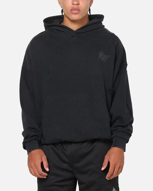 Saint Morta Distressed Hoodie Black Wash
