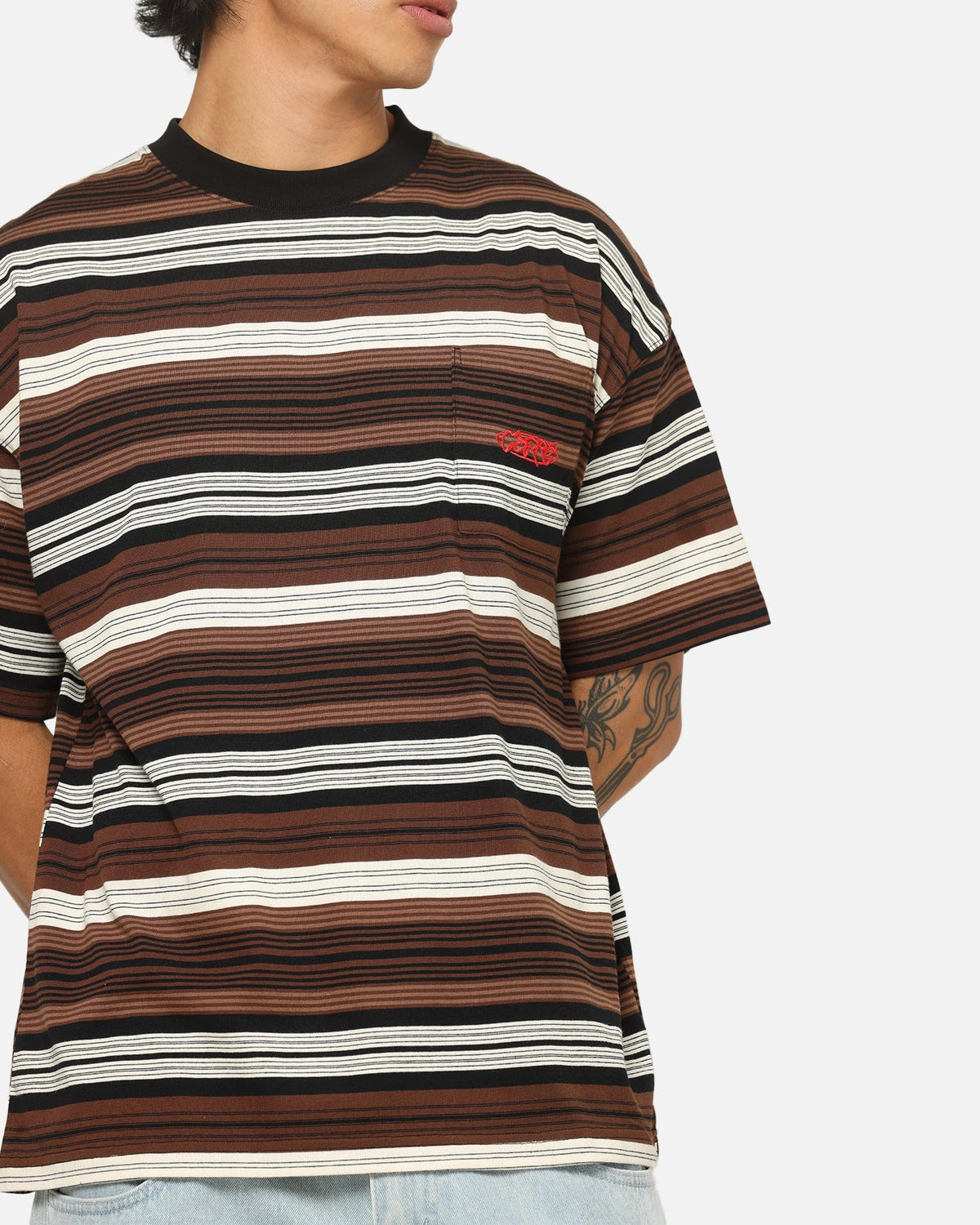 Carre Striped Pocket T-Shirt Brown Stripe - image 6