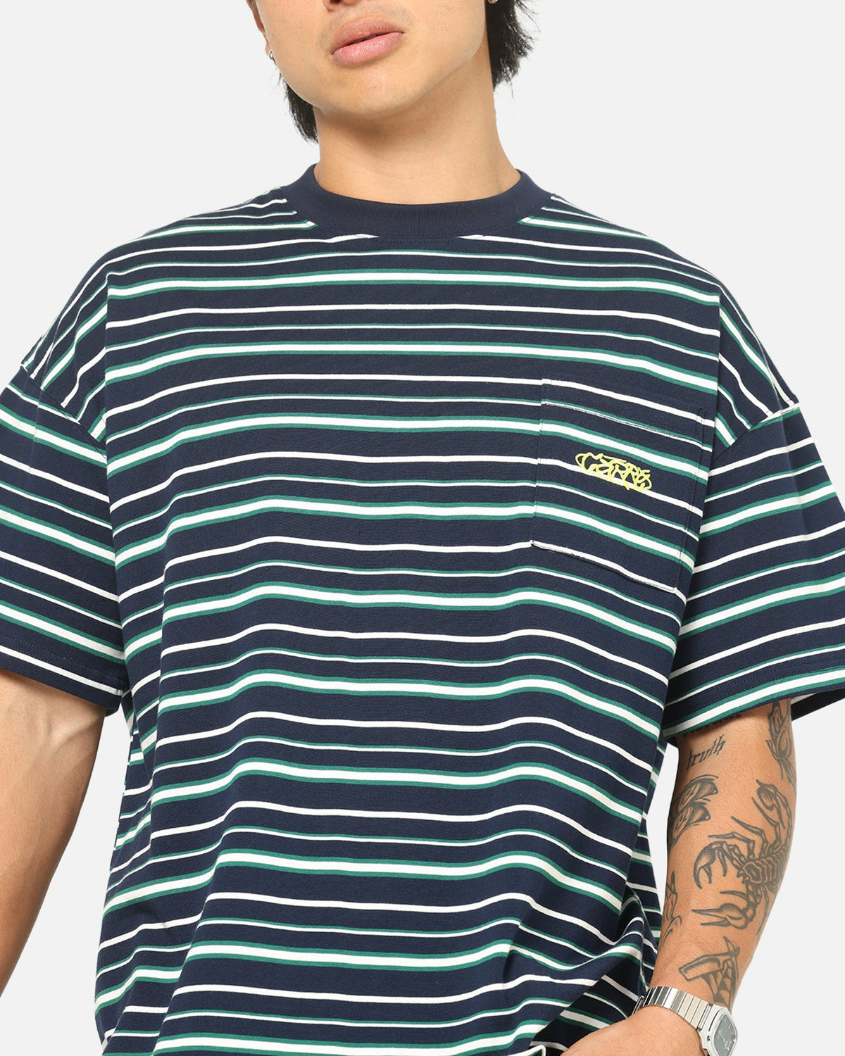 Carre Striped Pocket T-Shirt Navy Stripe - image 6