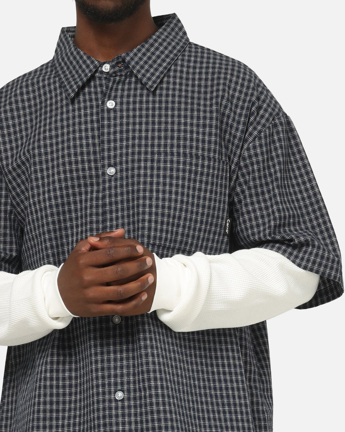 Carre Archive Layered Shirt Navy Plaid