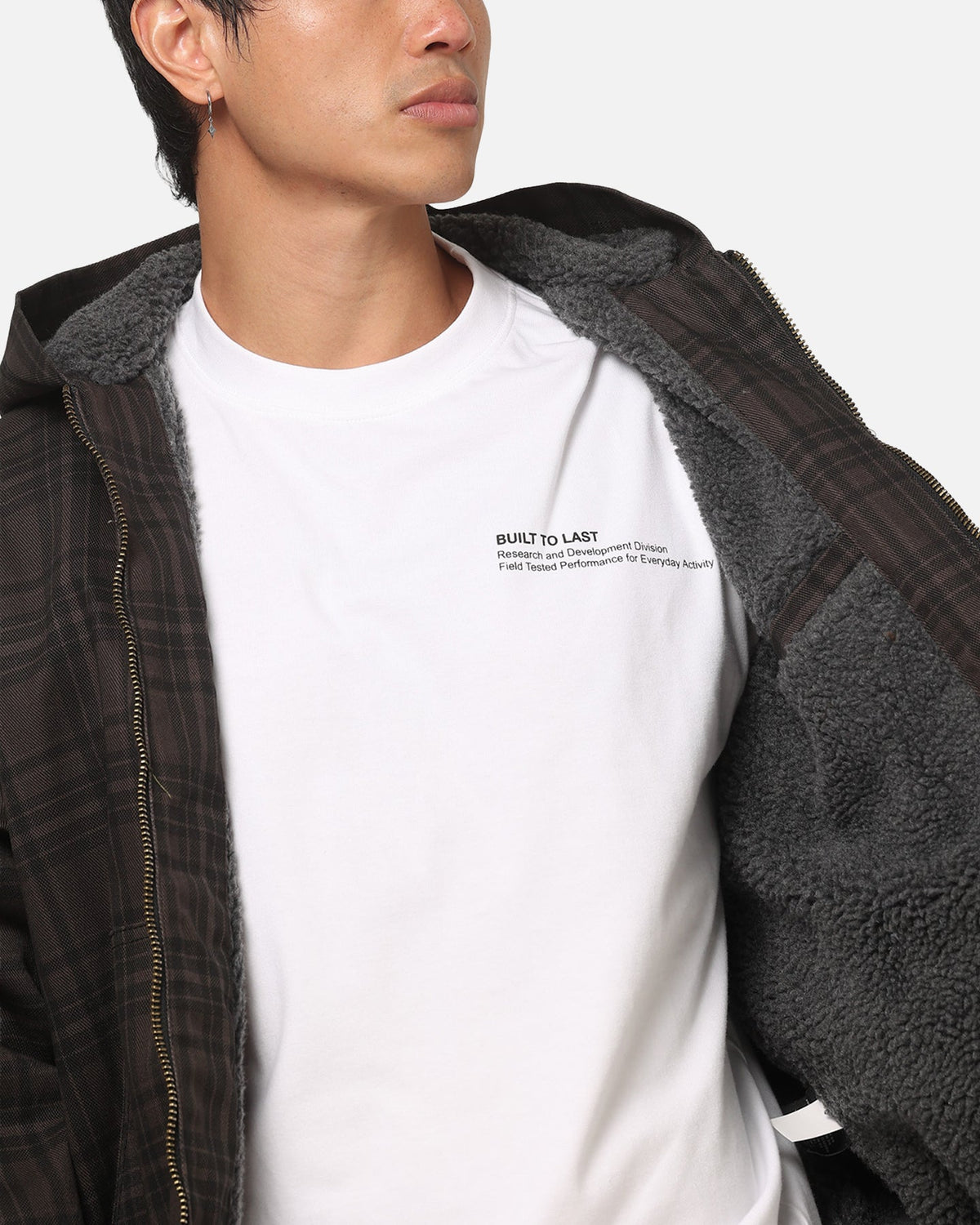 Carre Sherpa Lined Zip Hoodie Black Plaid - image 7