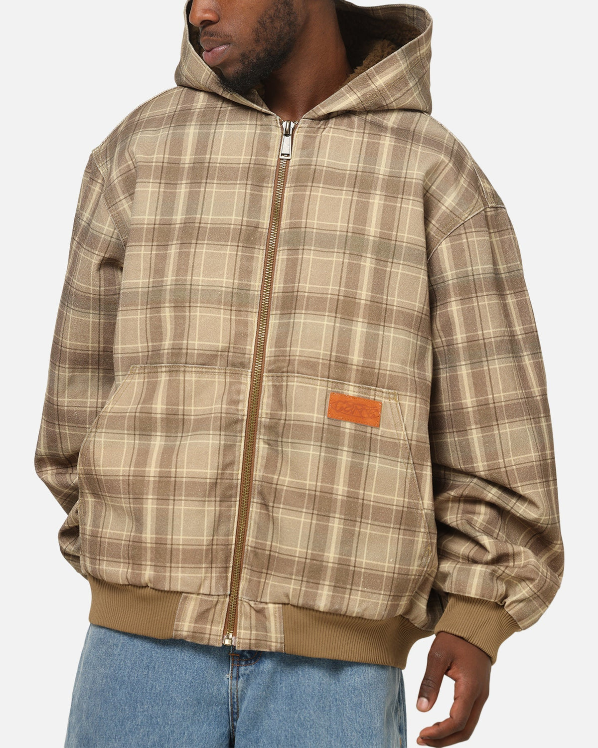 Carre Sherpa Lined Zip Hoodie Brown Plaid - image 7