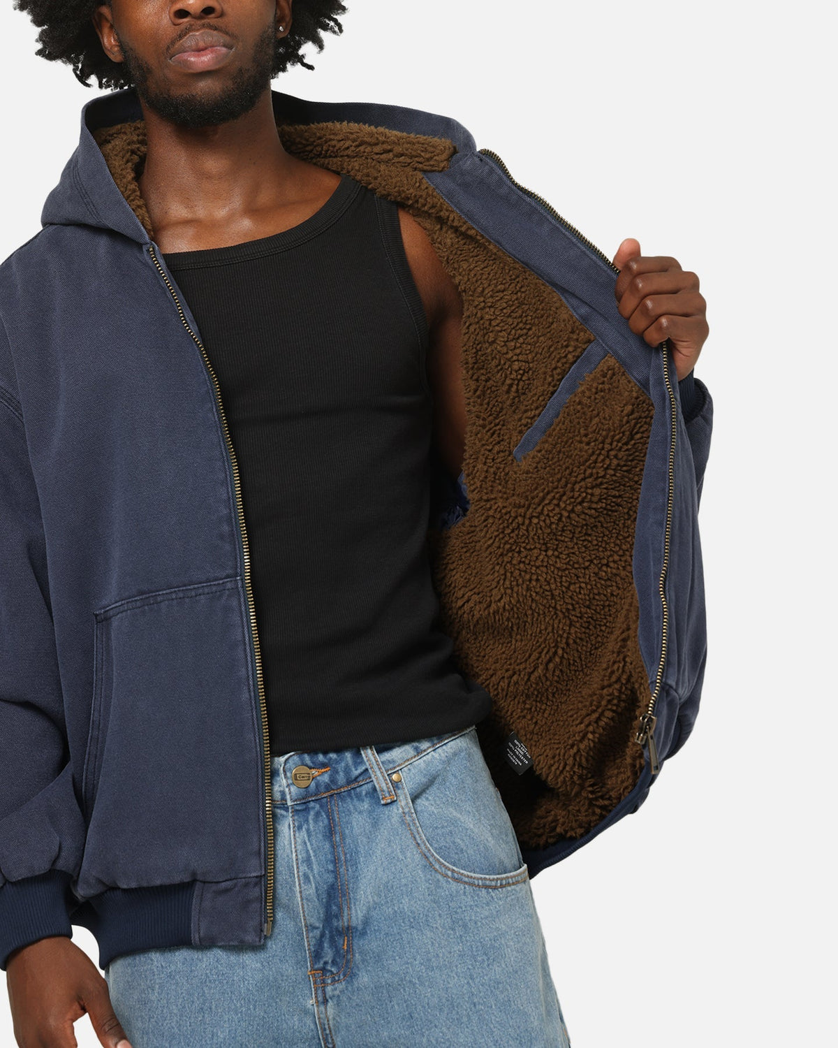 Carre Sherpa Lined Zip Hoodie Navy - image 7