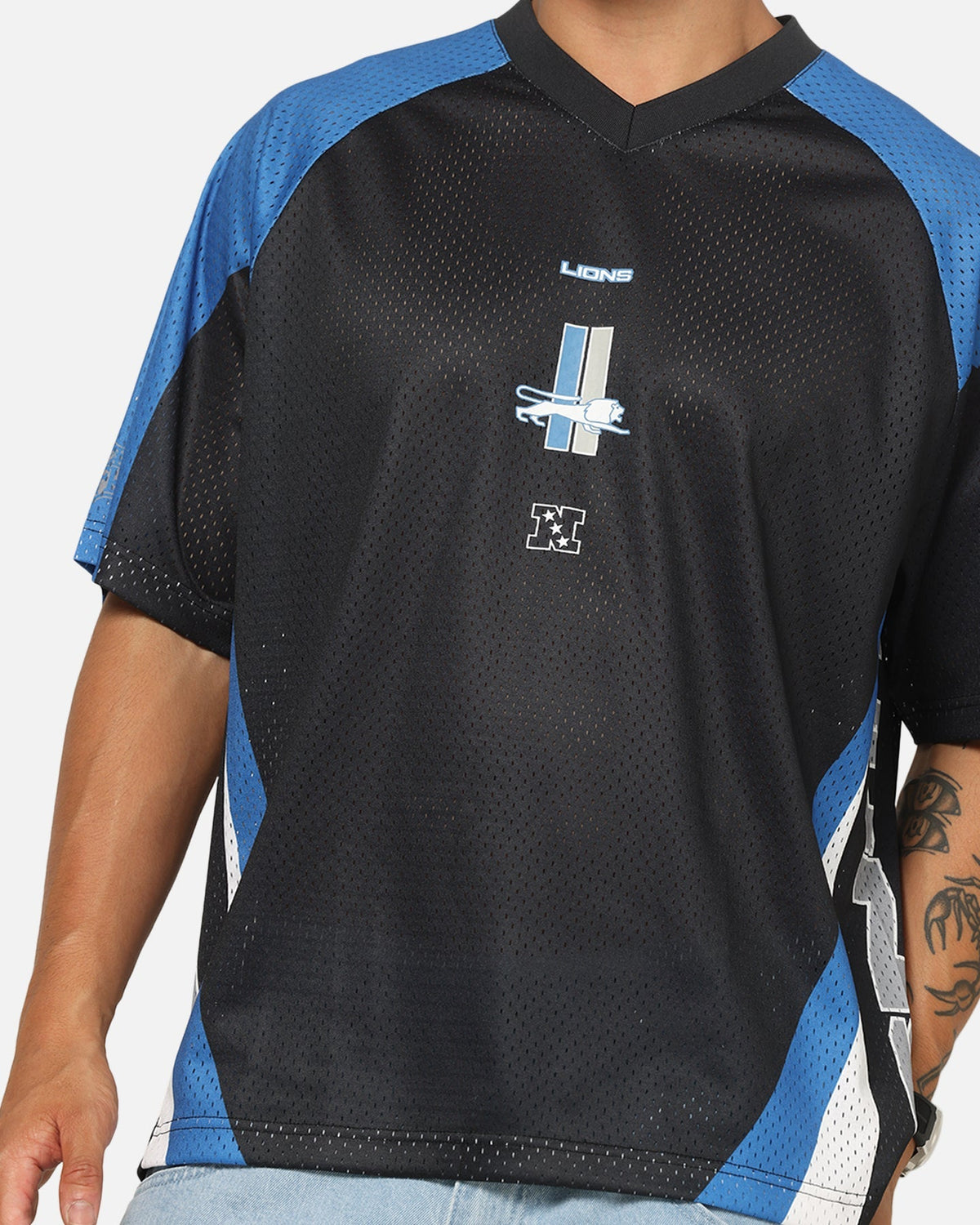 Mitchell & Ness Detroit Lions Warehouse Rave Jersey Black/Blue/White