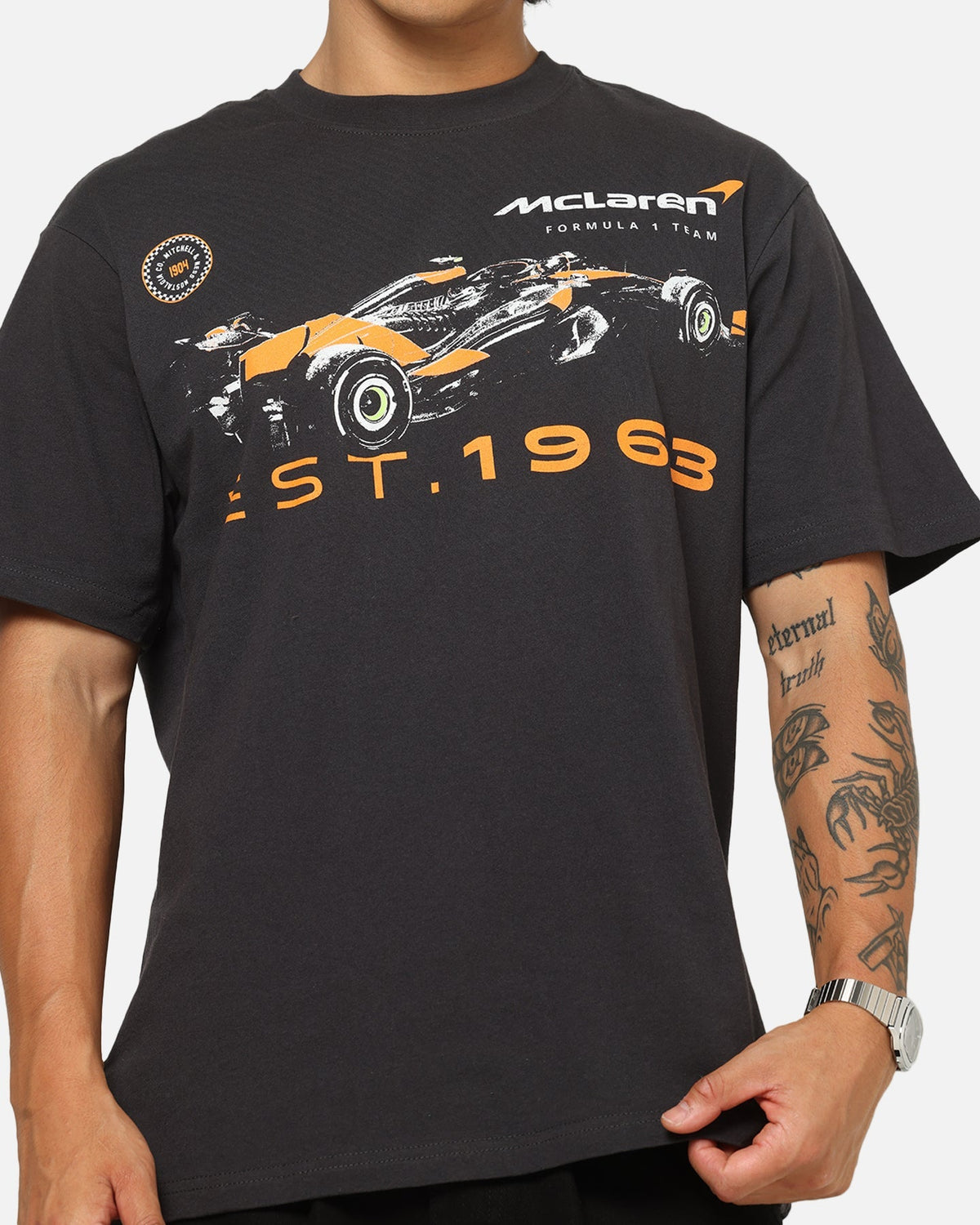 Mitchell & Ness X Mclaren Tailgate T-Shirt Washed Black - image 6