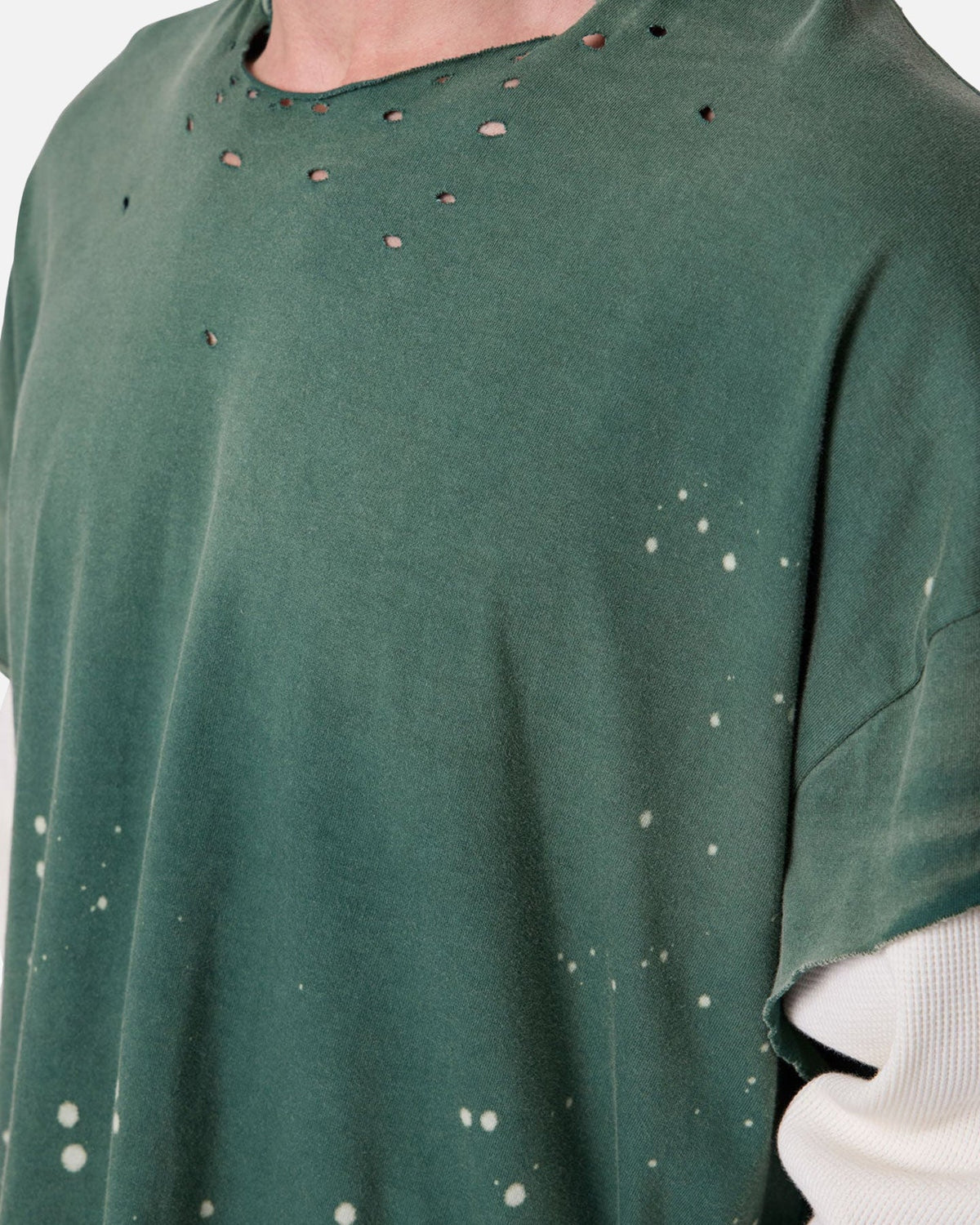 MNML Layered Distressed Painted Long Sleeve T-Shirt Green - image 6