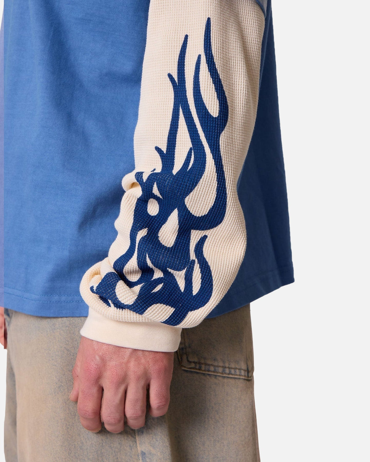 MNML Layered Flame Pocket Long Sleeve T-Shirt Washed Blue - image 7