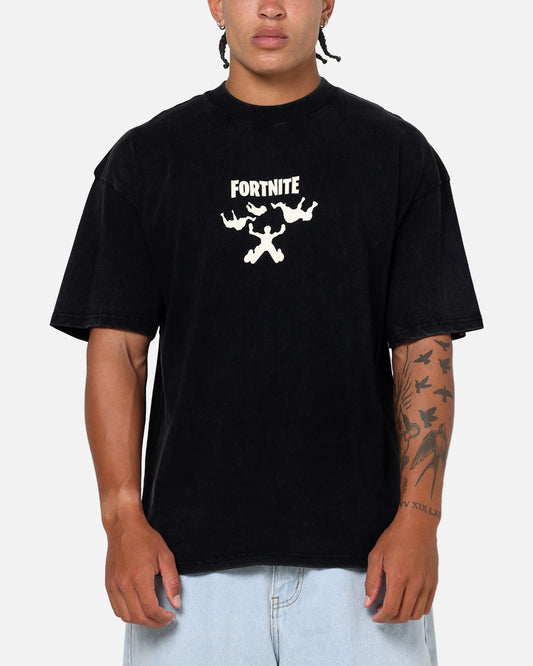 73Studio X Fortnite Where We Droppin T-Shirt Black Acidwash - image 2