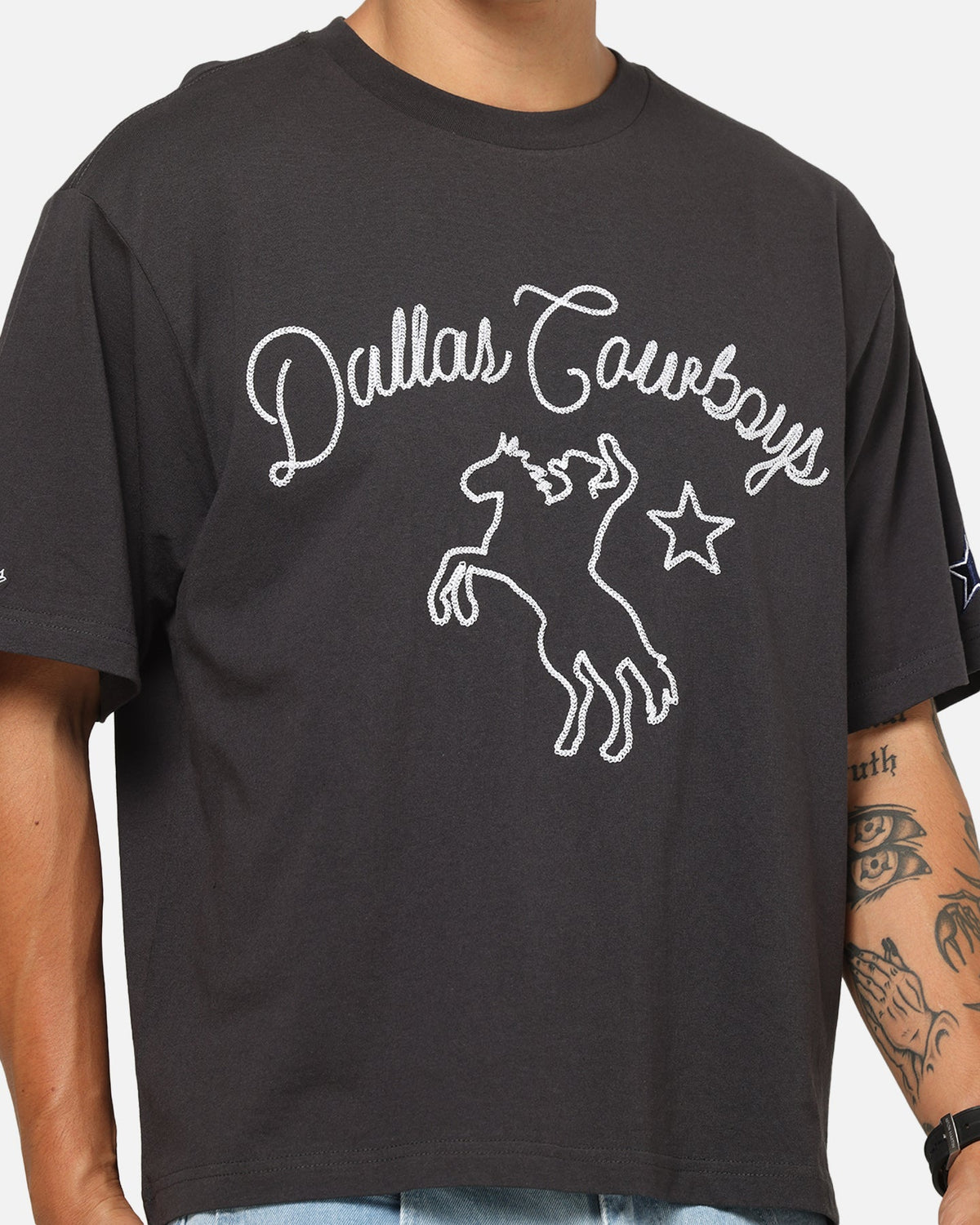 Mitchell & Ness Dallas Cowboys Chainstitch T-Shirt Washed Black
