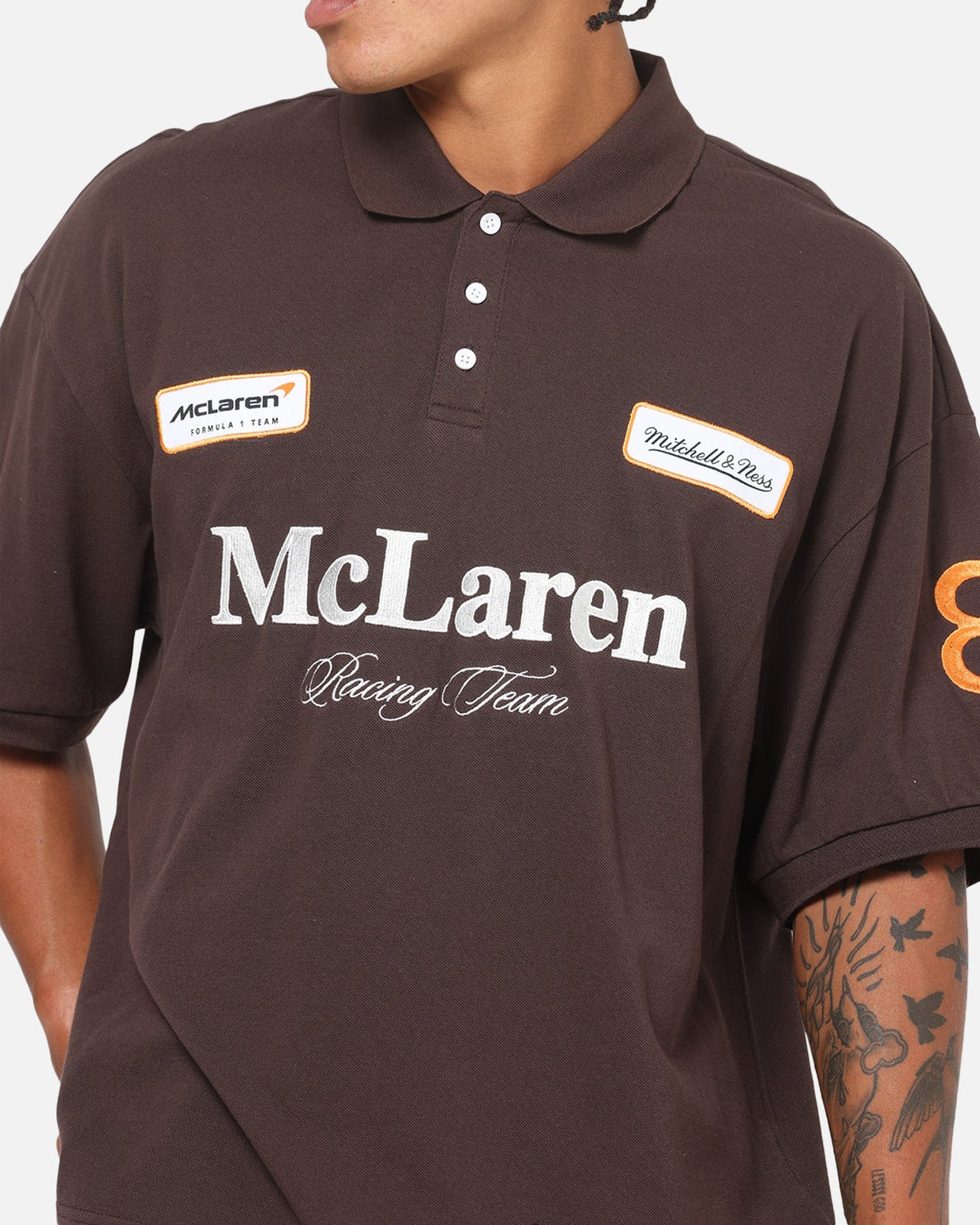 Mitchell & Ness X Mclaren Heritage Boxy Polo Shirt Chocolate - image 6