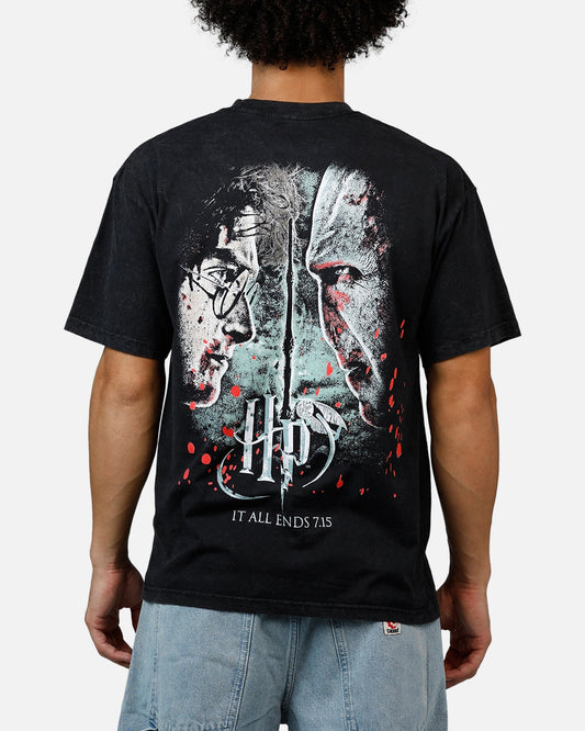 73Studio X Harry Potter '11 Deathly Hallows Vintage T-Shirt Black Acidwash - image 2