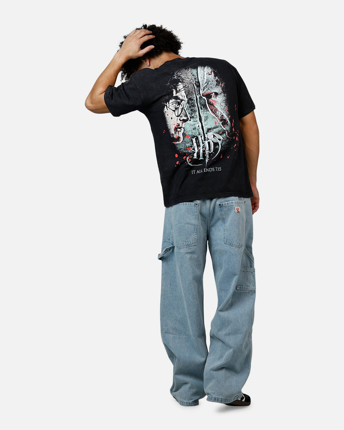73Studio X Harry Potter '11 Deathly Hallows Vintage T-Shirt Black Acidwash - image 6