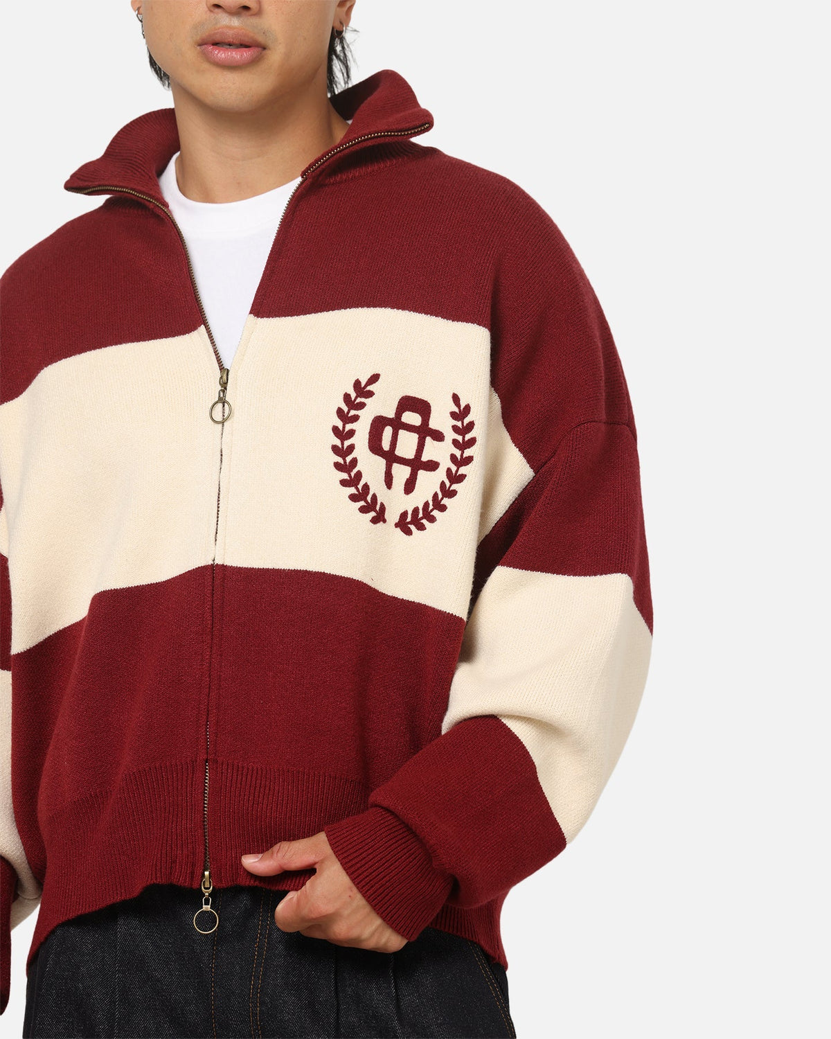 Carre Legacy Knitted Jumper Burgundy/Off White - image 6