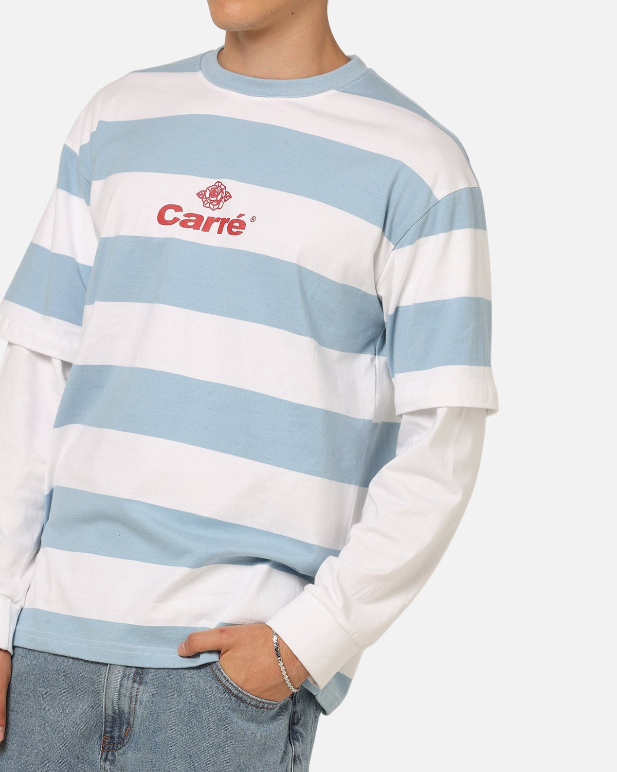 Carre Club Stripe Long Sleeve T-Shirt Blue Stripe - image 6