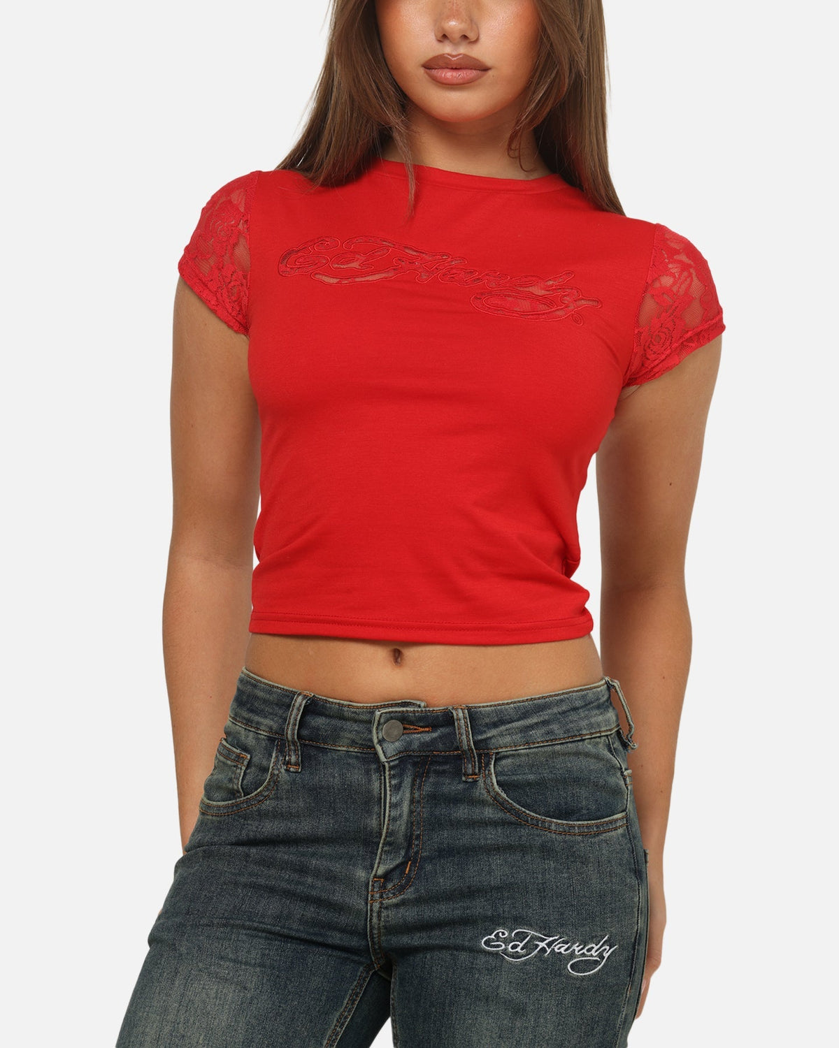 Ed Hardy Women's Veil Baby T-Shirt Red - image 6