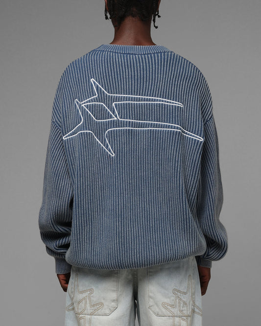 Loiter Star Born Knit Sweater Blue - image 2