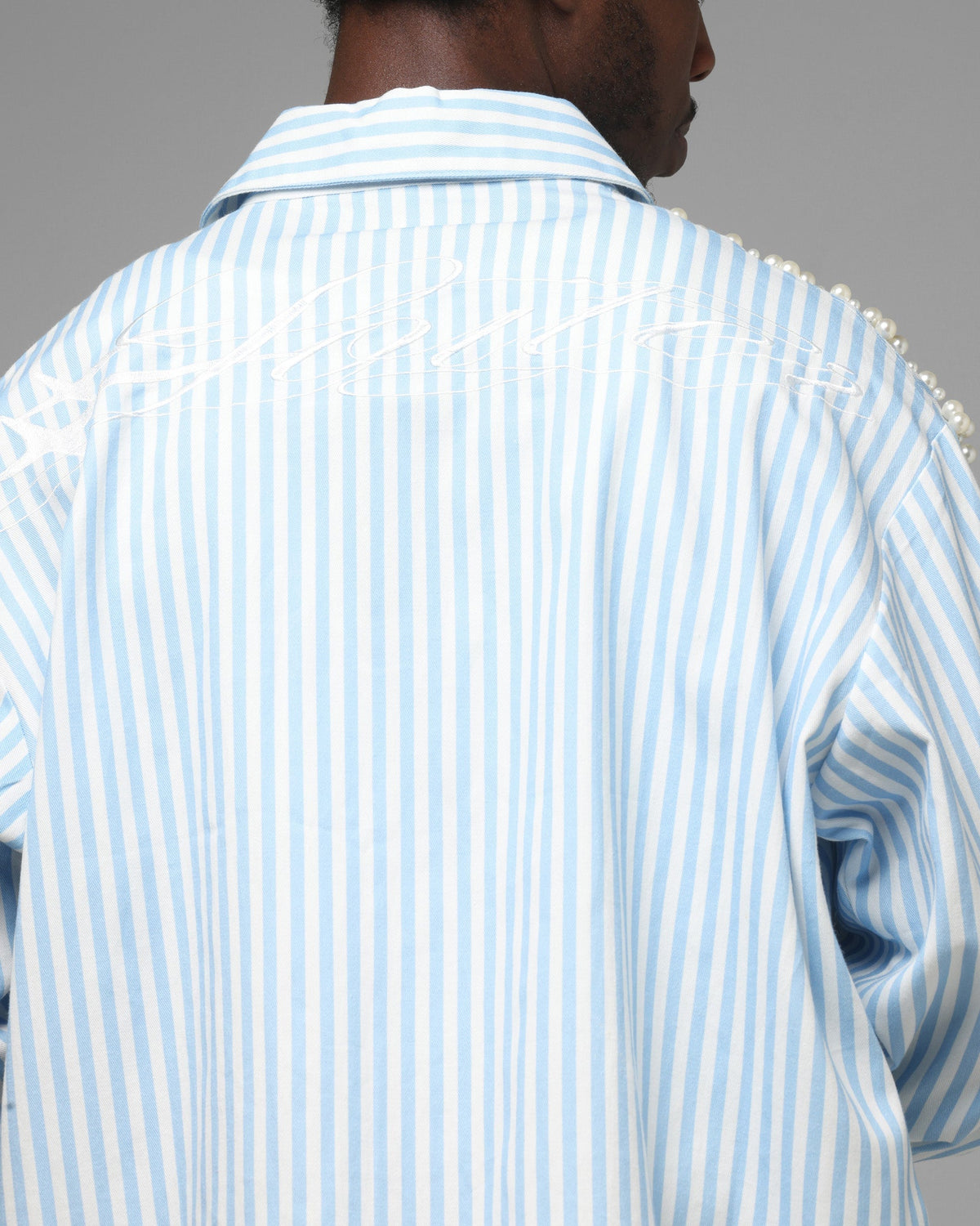 Loiter Pearl Button Up Shirt Blue Stripe - image 8