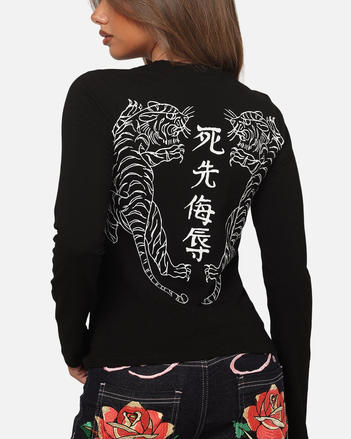 Ed Hardy Women's Tiger Long Sleeve T-Shirt Black - image 8