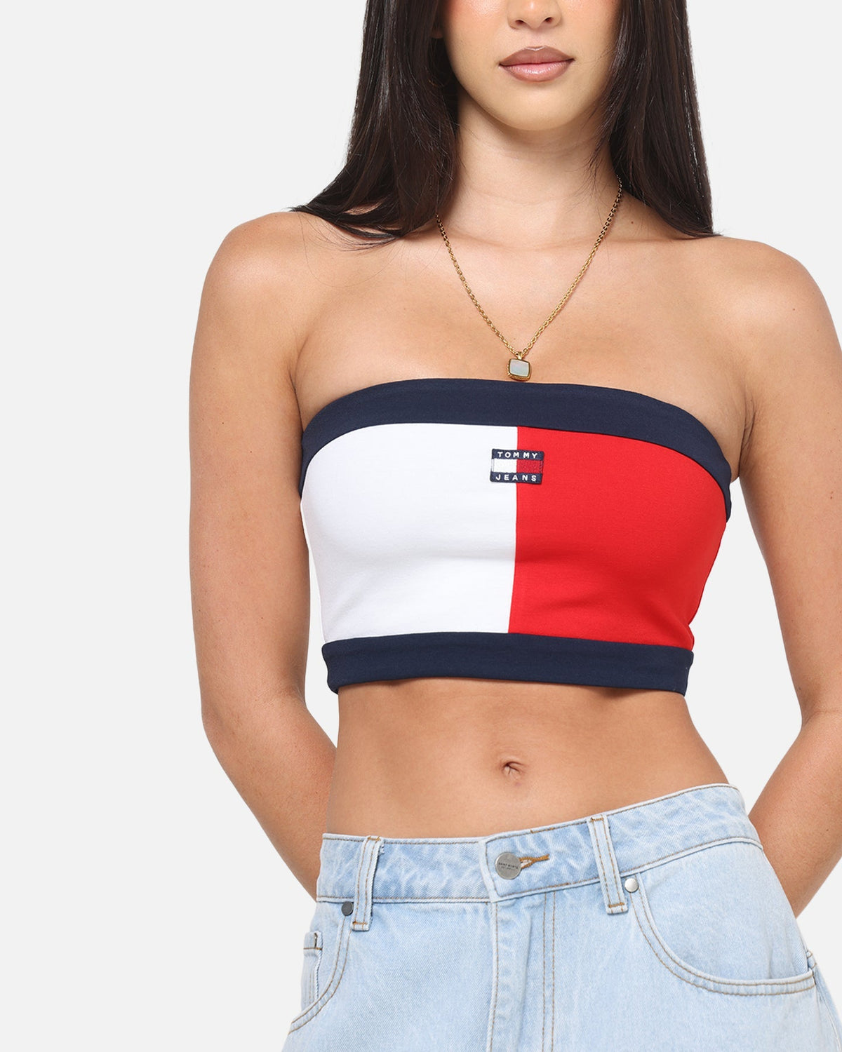 Tommy Jeans Women's TJW RWB Badge Tube Top White/Multi - image 6