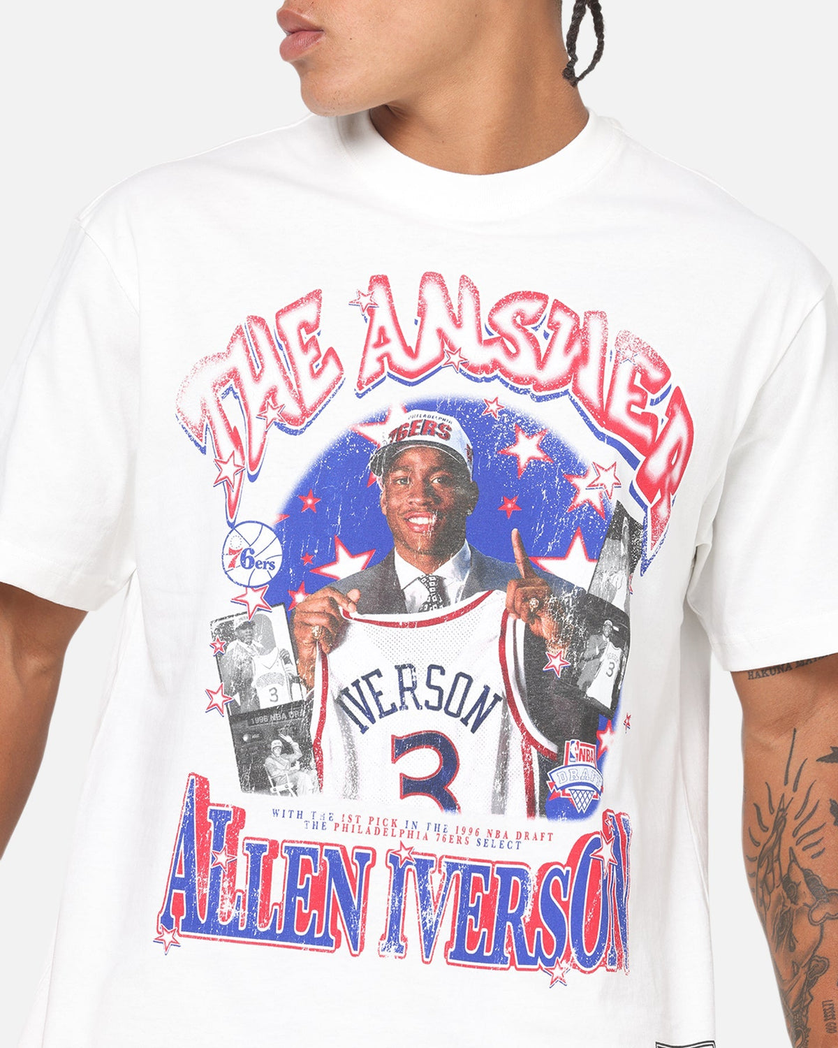 Mitchell & Ness Allen Iverson Star Burster T-Shirt Vintage White - image 6