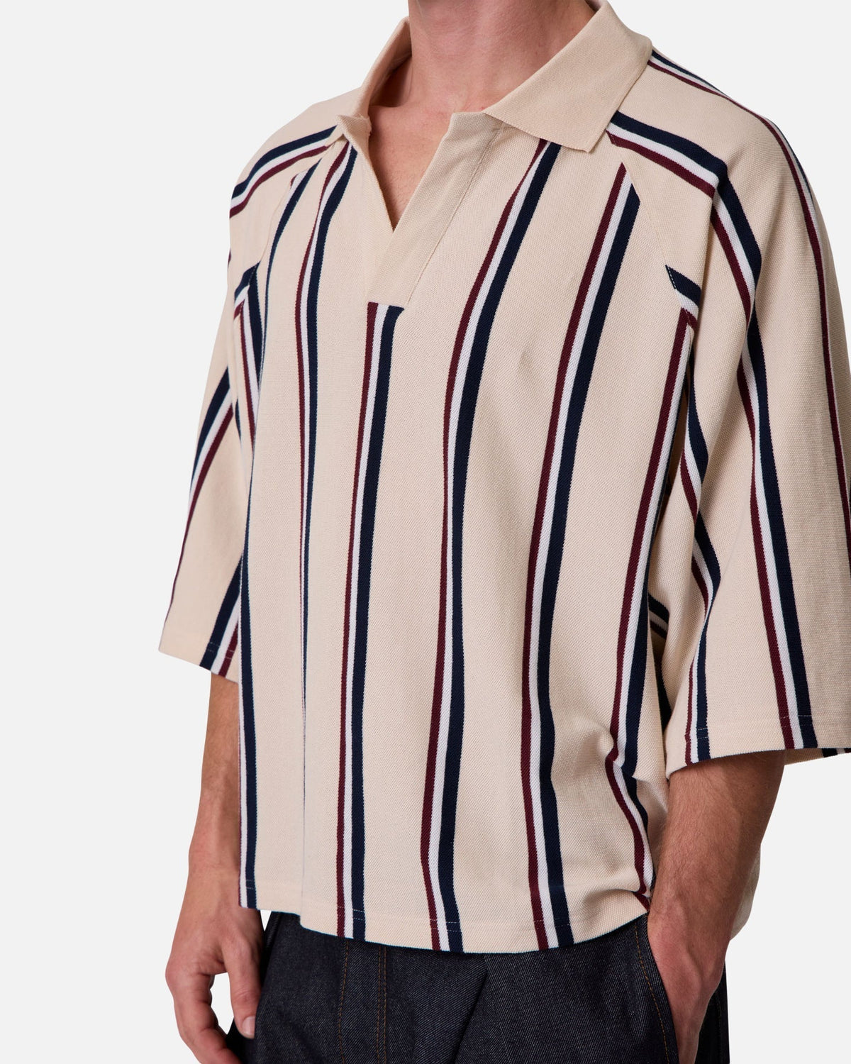 MNML Wide Striped Polo Shirt White/Navy - image 6