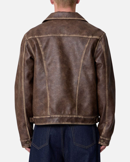 MNML Washed Leather Jacket Brown - image 2