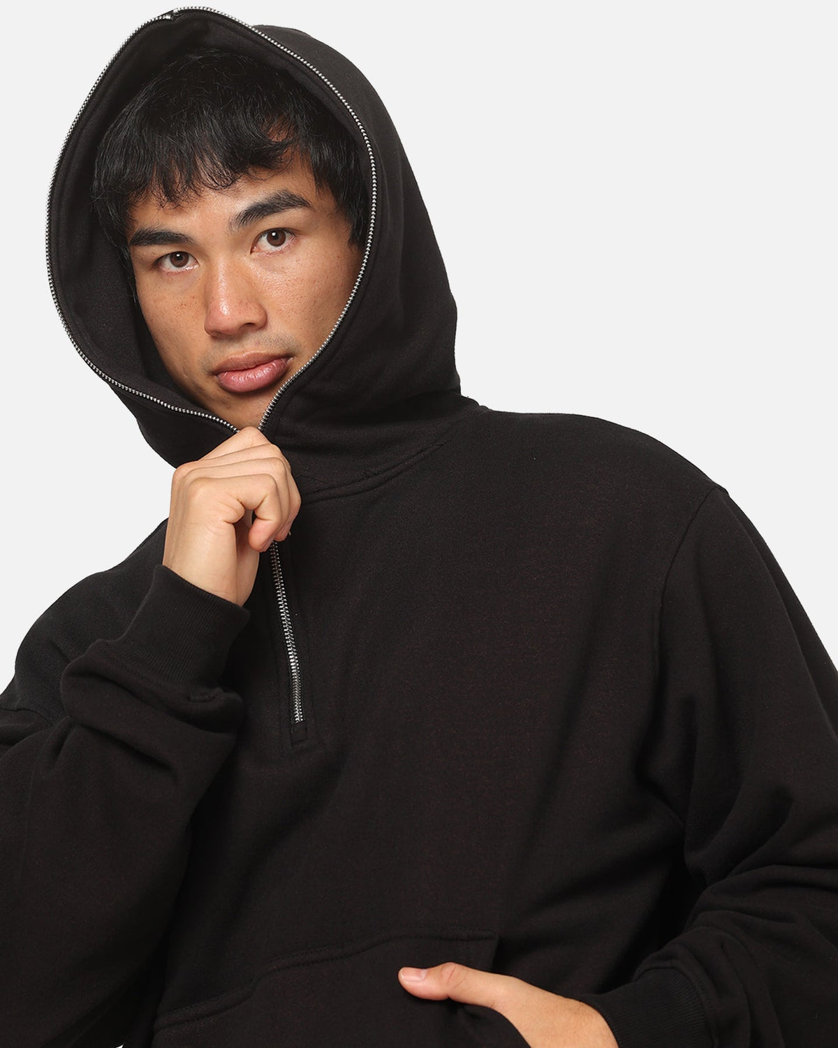American Thrift Leisure Quarter Zip Hoodie Black - image 6